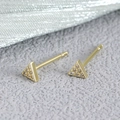 Minimalist gold triangle stud earrings with micro-pave cubic zirconia inlay design - Triangle