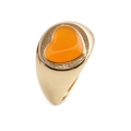 Bague réglable en forme de cœur dorée avec émail orange et zircon sur fond blanc - Style Cœur Orange