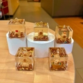 Set of five cute Capybara resin figures in acrylic cubes with gold glitter base - Without Keychain (1 Piece) / Brown Luminous Cartoon Mouse Square Cube