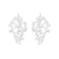 Minimalist S925 sterling silver hollow frosted irregular stud earrings with organic design - 925 Silver / Silver