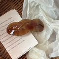 Brown amber twist hair clip with gloss finish on a woven tray, French handmade style - 6# Caramel