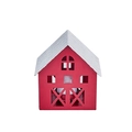 Creative red metal Christmas house candle holder with glittery roof for festive desktop decor - Style B (Excl. T-light)