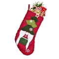 Detalle de calcetín navideño de 20 pulgadas con barba de gnomo y decorado de pino - Rojo