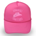 Hot pink breathable mesh trucker hat with COWGIRL DON'T CRY embroidery for women - Adult 56-60cm / All Rose Red