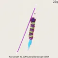 Purple interactive cat teaser wand with 30cm green plush caterpillar and 40.5cm flexible rod - Purple Funny Caterpillar