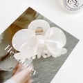 Elegant white acetate bow hair claw clip with a glossy finish for a stylish look - 6cm / Mermaid White