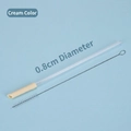 Reusable 0.8cm Tritan straw in cream color with a specialized cleaning brush - Cream