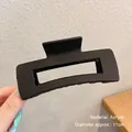 Matte black acrylic 11cm hair claw clip with minimalist rectangular hollow design - Diameter Approx 11cm / 1# Black Square Clip