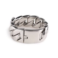 Heavy duty 32mm silver stainless steel Cuban link bracelet for men with square clasp - Polished (KB31778-D) / 20cm