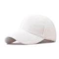 Solid white faux rabbit fur baseball cap with fluffy texture and stylish sun shade design - White
