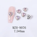 Detail of 7.5x8mm heart-shaped nail charm with silver border and lavender crystal - Starry Sky Pink Heart Silver Base (MZH-9076)