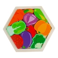 Wooden hexagonal puzzle toy with colorful vegetable pieces for children's learning - Theme Hexagon - Vegetable