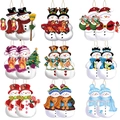 Set de 18 colgantes navideños de madera con varios diseños festivos de muñecos de nieve - Estilo Muñeco de Nieve (A25-017)