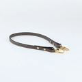 Dark brown lychee grain leather handbag strap with white stitching and gold hooks - 1.2cm Width Dark Grey