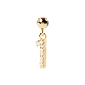 Macro detail of gold-plated S925 silver number 1 pendant with pavé set cubic zirconia - Gold Number 1 Pendant