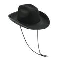 Classic black Western cowboy hat with adjustable chin strap for parties and bridal events - Western Lincoln Black+Drawstring / Size L - Hat Circumference 58cm - Hat Height 11cm