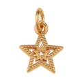 Gold plated star pendant with micro-set zircon and textured cutout design for jewelry DIY - Pentagram / Gold