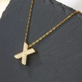 Gold-plated necklace with letter X pendant featuring sparkling micro-pave crystals - Letter X (Pendant Only)