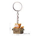 Cute 3D orange cat keychain in a cardboard box figure with a durable metal ring - Keychain / Take Me Away Red-Mouth Orange Cat