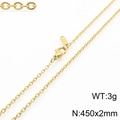 18k gold plated stainless steel thin chain necklace measuring 450x2mm with 3g weight - Gold Chain Accessory KN15971-D