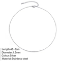 Collana minimalista in acciaio inossidabile argento da 1,5 mm, lunga 40+5 cm - Catena a Croce da 1,5 mm / Color Acciaio