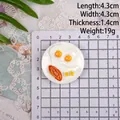 Miniature resin breakfast plate fridge magnet with fried eggs and sausage, 4.3cm diameter - Style F