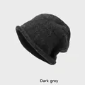 Cozy dark grey knitted beanie with rolled edge design for winter warmth and fashion - One Size (54-58CM) / Rolled Edge Thick Version / Dark Gray