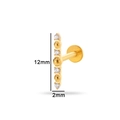 Titanium gold piercing stud with clear zircon stones and precise 12mm length measurements - Style 7 (T2505-7#) / Gold