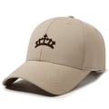 Casquette de baseball en coton beige avec broderie détaillée croix et couronne - Réglable / Beige Foncé