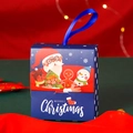 Dunkelblaue weihnachtliche Dreieck-Süßigkeitenbox mit Weihnachtsmann und Band - S936 (Blau)