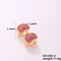 Créoles plaquées or avec zircons rouges micro-pavés, taille 1,7 cm par 1,2 cm - Or-Rose Rouge