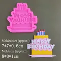 Silicone happy birthday cake mold for chocolate fondant decoration with 8x8cm dimensions - Candle Cake