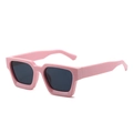 Pink chunky square frame sunglasses with dark grey lenses in retro street style - Pink Frame Dark Grey Lens