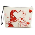 Neceser de lona con diseño de gnomos de San Valentín y corazones con asa de mano - Pareja de Gnomos (xy-066-4) / Con Correa de Muñeca