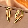Minimalistische 18K vergoldete Herz-Ahornblatt-Ohrringe im flüssigen abstrakten Design - Gold E-181/Stromlinienblatt