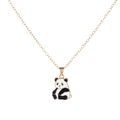 Golden necklace featuring a cute black and white enamel panda pendant for daily wear - Standing Panda Style (A3315-2)