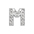 10mm silver alloy rhinestone letter M charm for DIY pet collars and jewelry accessories - 10mm / Letter M with Rhinestone
