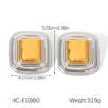 Specifiche dettagliate delle dimensioni degli orecchini quadrati bicolore in acciaio - Rettangolare Bicolore (HC-E10860)