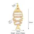 Pendentif arête de poisson en laiton avec zircon blanc et design évidé sophistiqué - K589388-Gold Fishbone