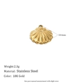 18K gold plated stainless steel scallop shell pendant charm 18.4mm jewelry supply - Flower Shell Pendant (Gold)