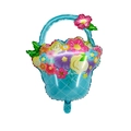 Colorful flower basket foil balloon with blue woven texture for Mother's Day party decor - Tiffany Blue Mother's Day Flower Basket