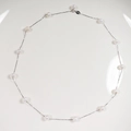 Minimalist S925 silver necklace with white freshwater pearls on a white display plate - Style 2 (S925 Silver) / Silver