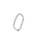 Minimalistischer Ring aus S925 Sterlingsilber mit kleinem Zirkonia im Wellendesign - US-Größe 5 / Weißgold