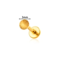 3mm gouden titanium labret piercing in zonvorm met een radiale textuur afwerking - 3mm / Goud