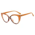 Cat eye TR90 anti-blue light glasses frame in amber leopard tortoiseshell color - Tea Over Demi