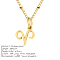 Gold plated stainless steel Aries zodiac sign pendant necklace minimalist jewelry gift - Aries / Gold
