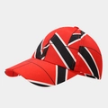 Detail of red kids baseball cap featuring bold diagonal black and white stripes - Red Black White Geometric Stripe Style (20#)