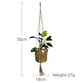 Detail of 78cm hand-woven jute plant hanger with tassel fringe and 18cm basket width - Natural Jute 78*18cm