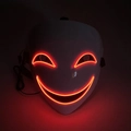 White LED glowing smile mask with red lights for Halloween costume and parties - Smiling Style (Red Light)
