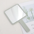 Square handheld beauty mirror with a comfortable light green handle and frame - 7.5*13.5cm Square Mirror / Green